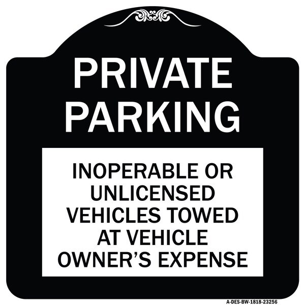 Private Parking Inoperable or Unlicensed Vehicles Towed at Vehicle Owners Expense, BW-1818-23256